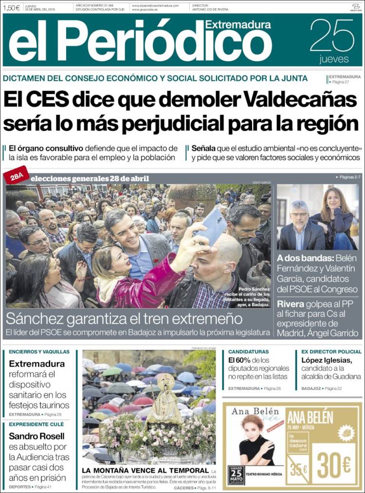 Portada de El Periódico de Extremadura (Espa&ntilde;a)