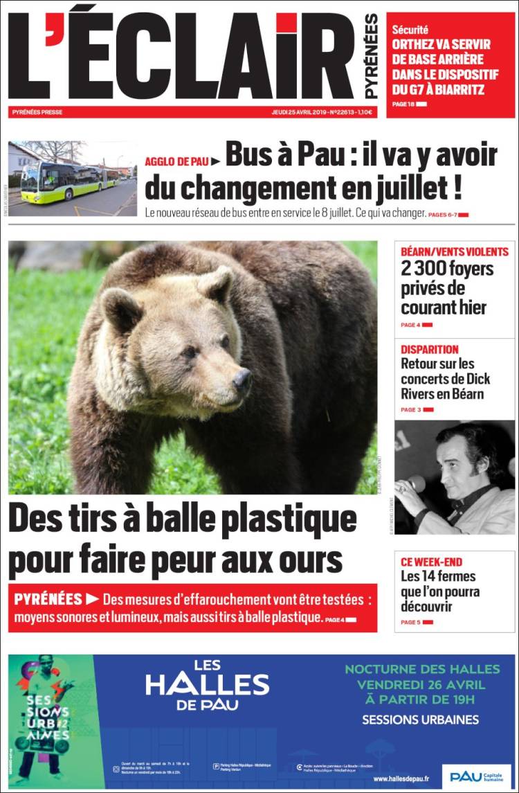 Portada de L'Eclair des Pyrénées (Francia)