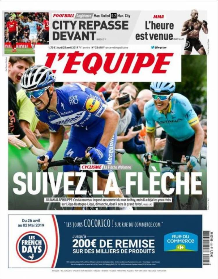 Portada de L'Equipe (Francia)