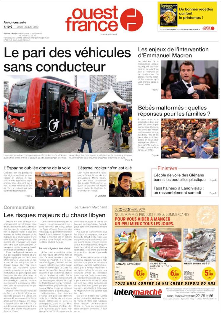 Portada de Ouest France (Francia)