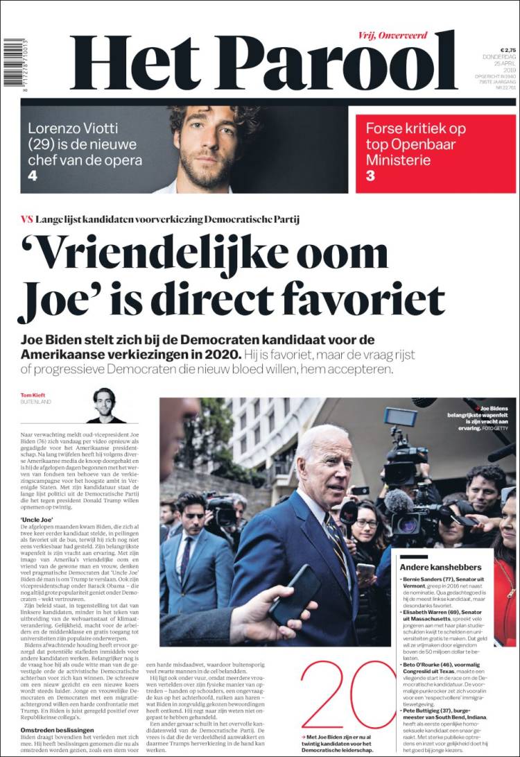 Portada de Het Parool (Pa&iacute;ses Bajos)