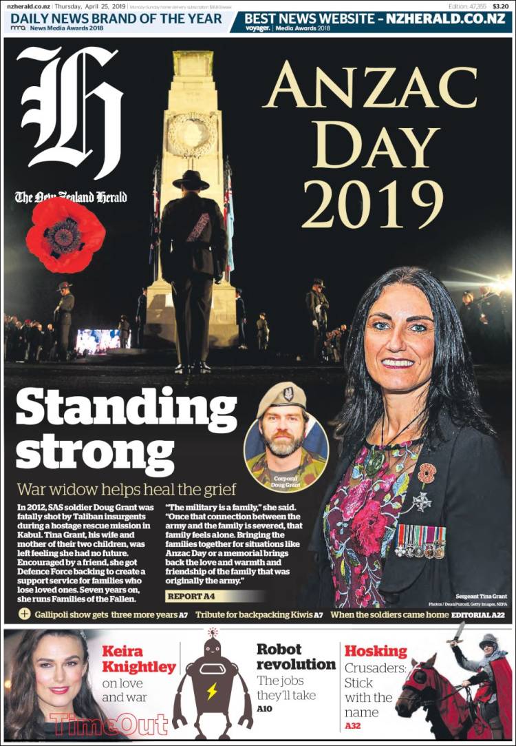 Portada de The New Zealand Herald (Nueva Zelanda)