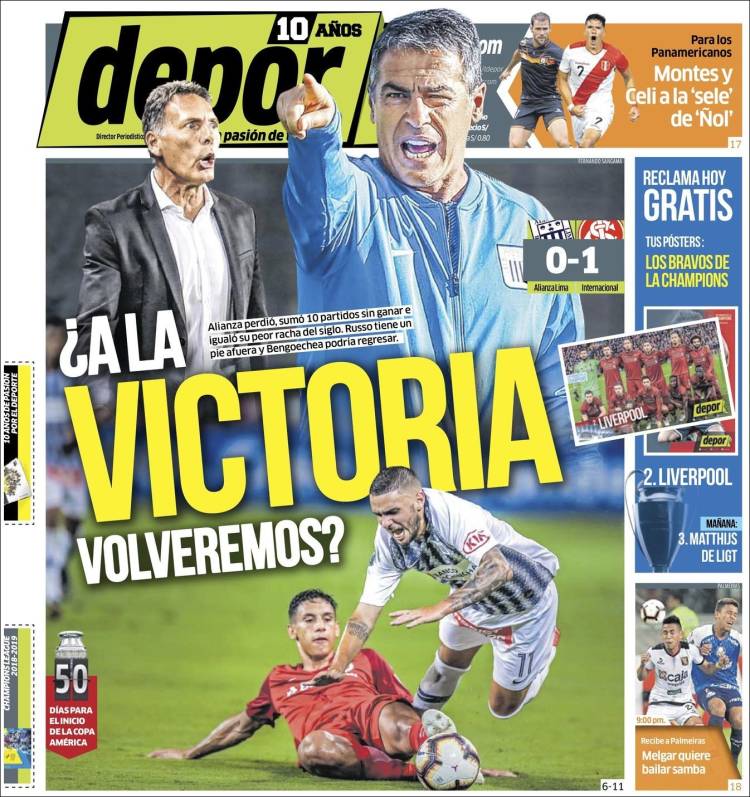 Portada de Depor (Per&uacute;)
