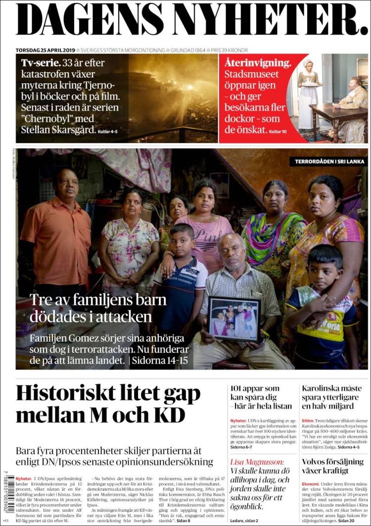 Portada de Dagens Nyheter (Suecia)