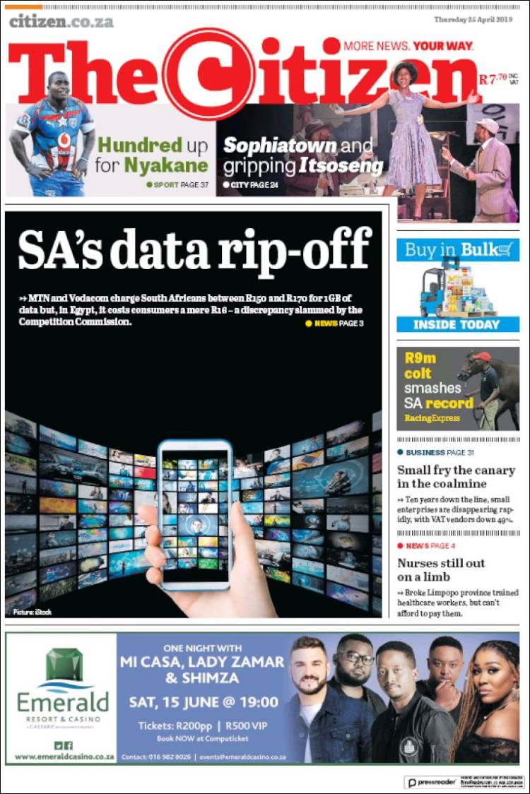 Portada de The Citizen (Sud&aacute;frica)