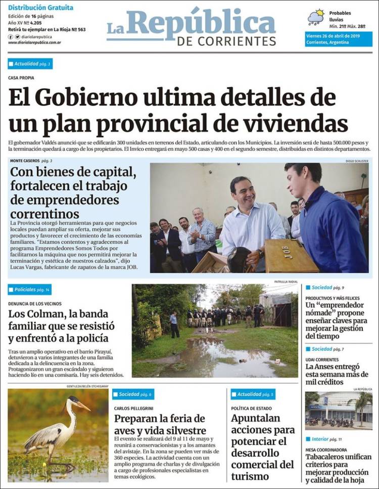 Portada de La República de Corrientes (Argentina)