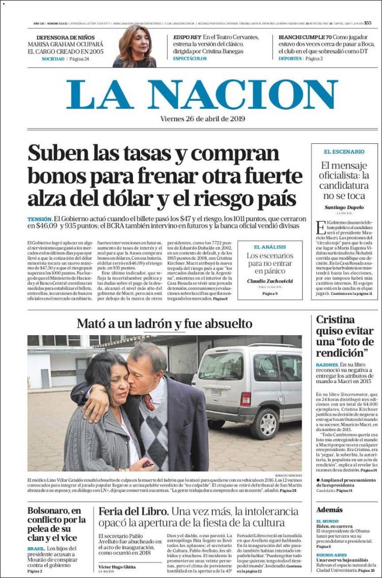 Portada de La Nación (Argentina)