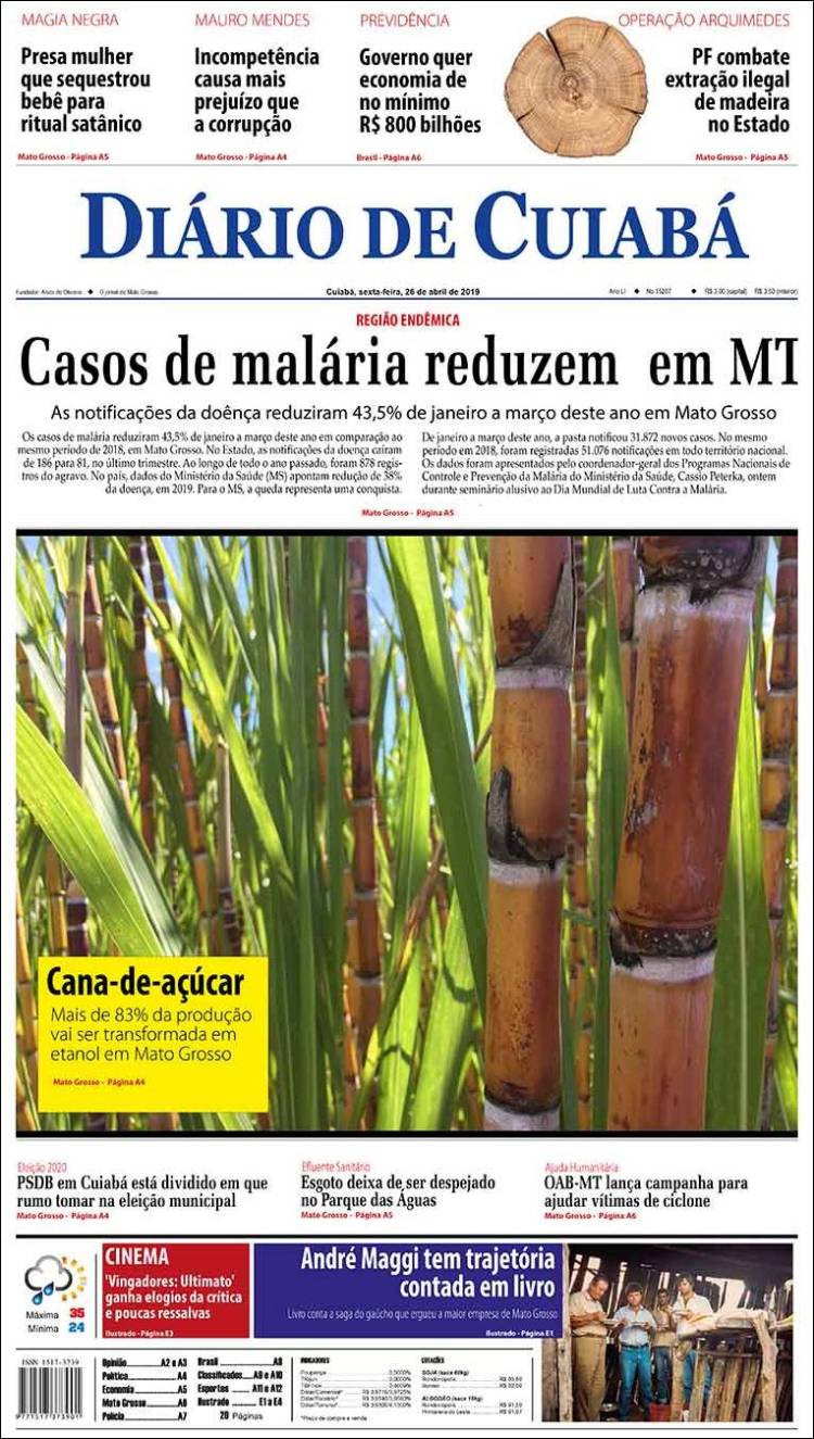 Portada de Diário de Cuiabá (Brasil)