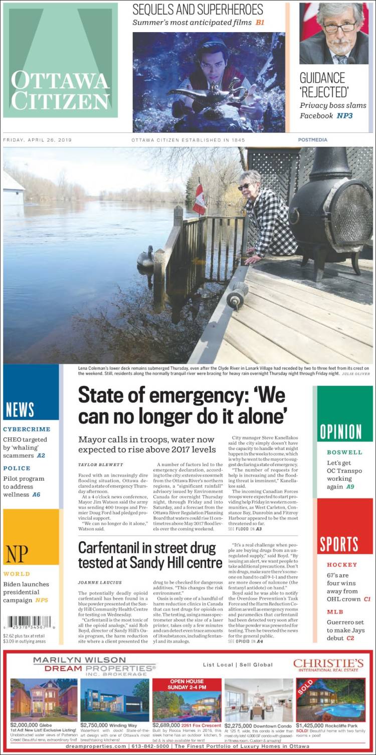 Portada de Ottawa Citizen (Canadá)