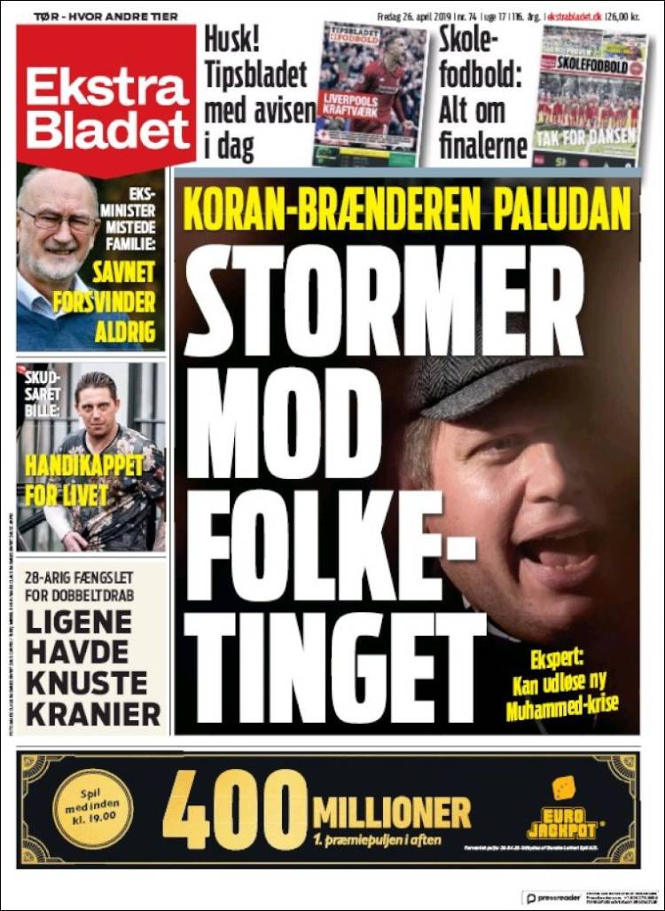 Portada de Ekstra Bladet (Dinamarca)