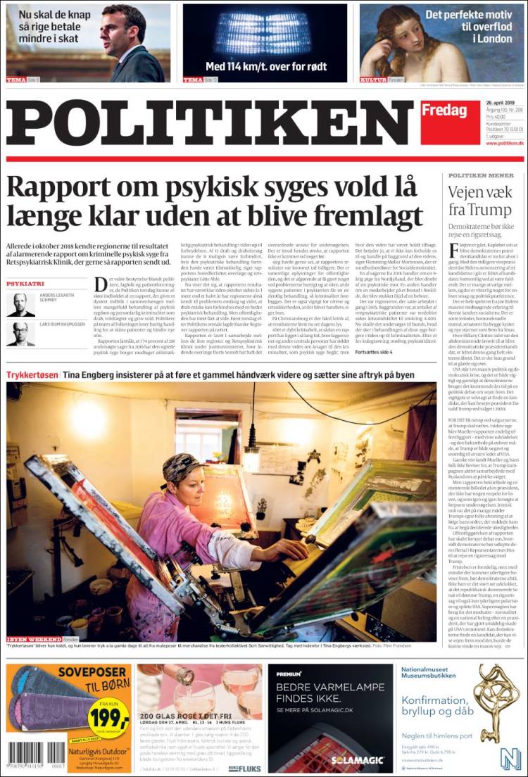 Portada de Politiken (Dinamarca)