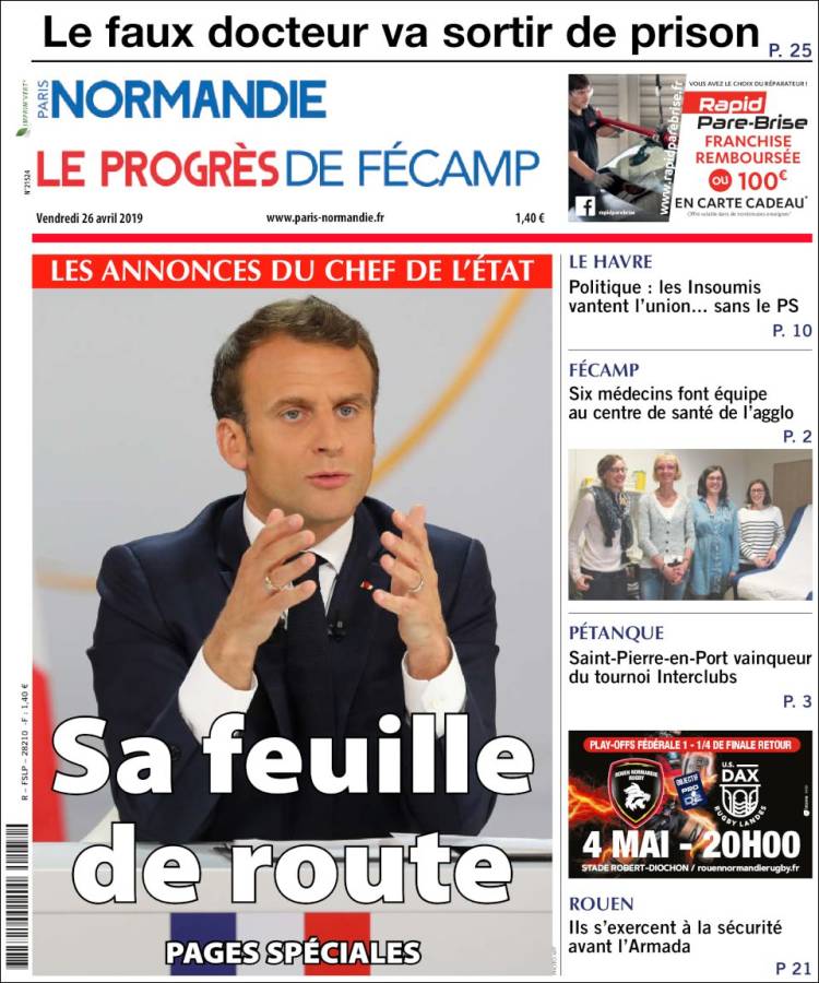 Portada de Progres de Fecamp (Francia)