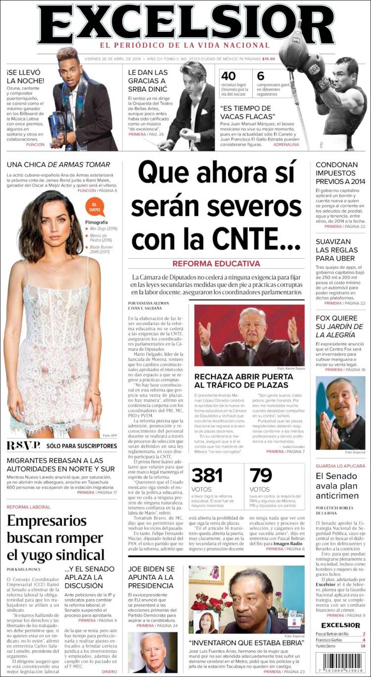 Portada de Excelsior (México)