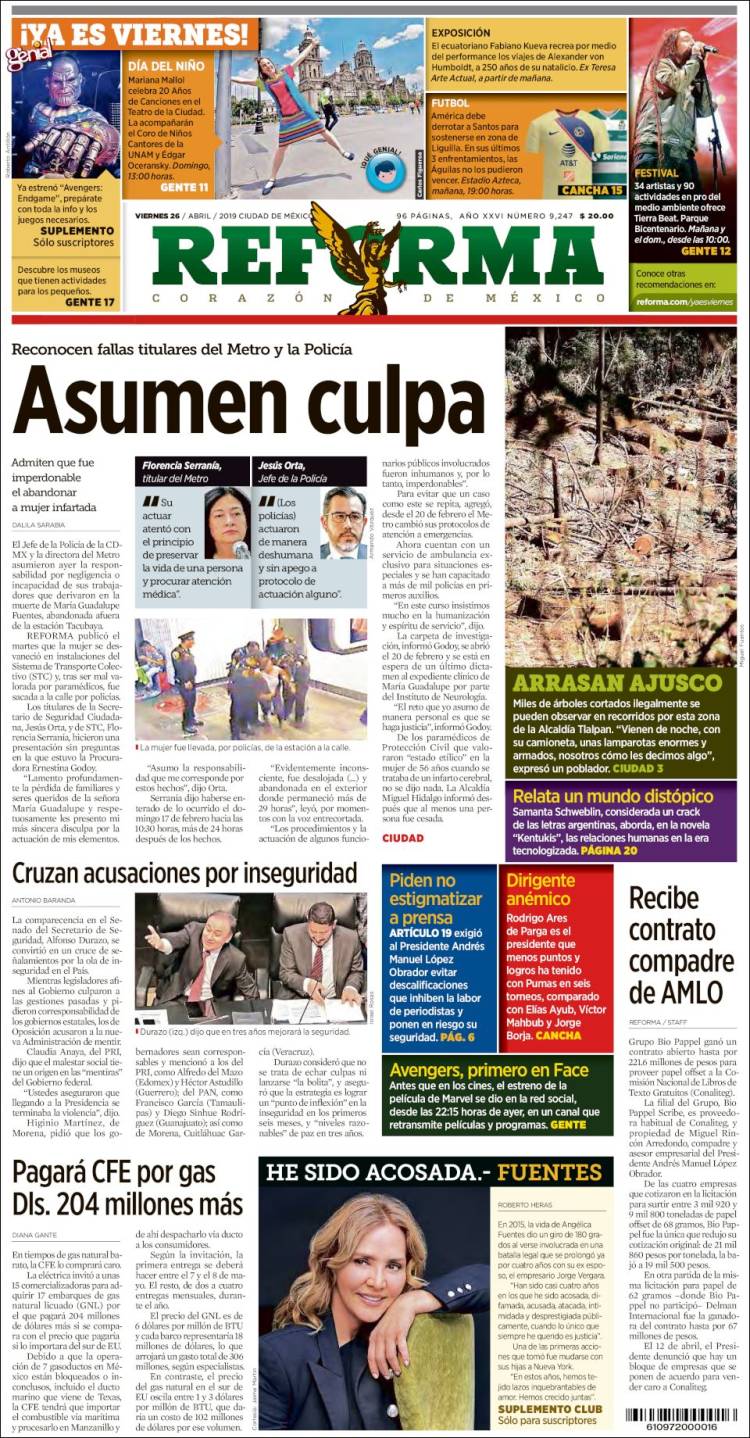 Portada de Reforma (México)