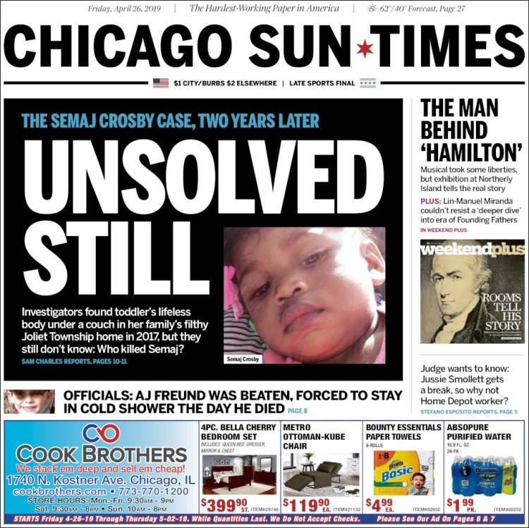 Portada de Chicago Sun-Times (USA)