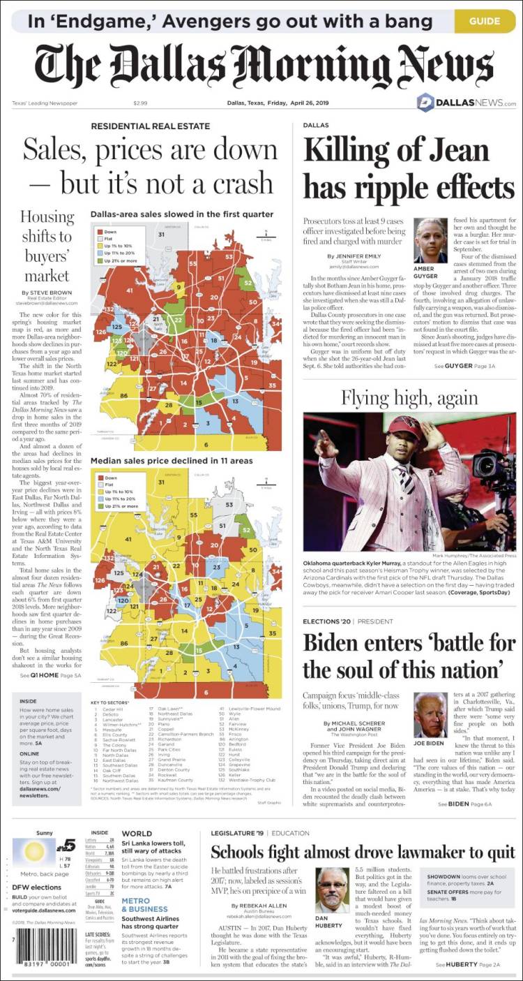 Portada de Dallas Morning News (USA)