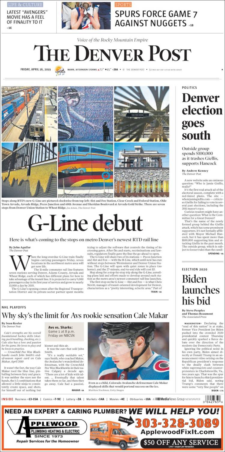 Portada de The Denver Post (USA)