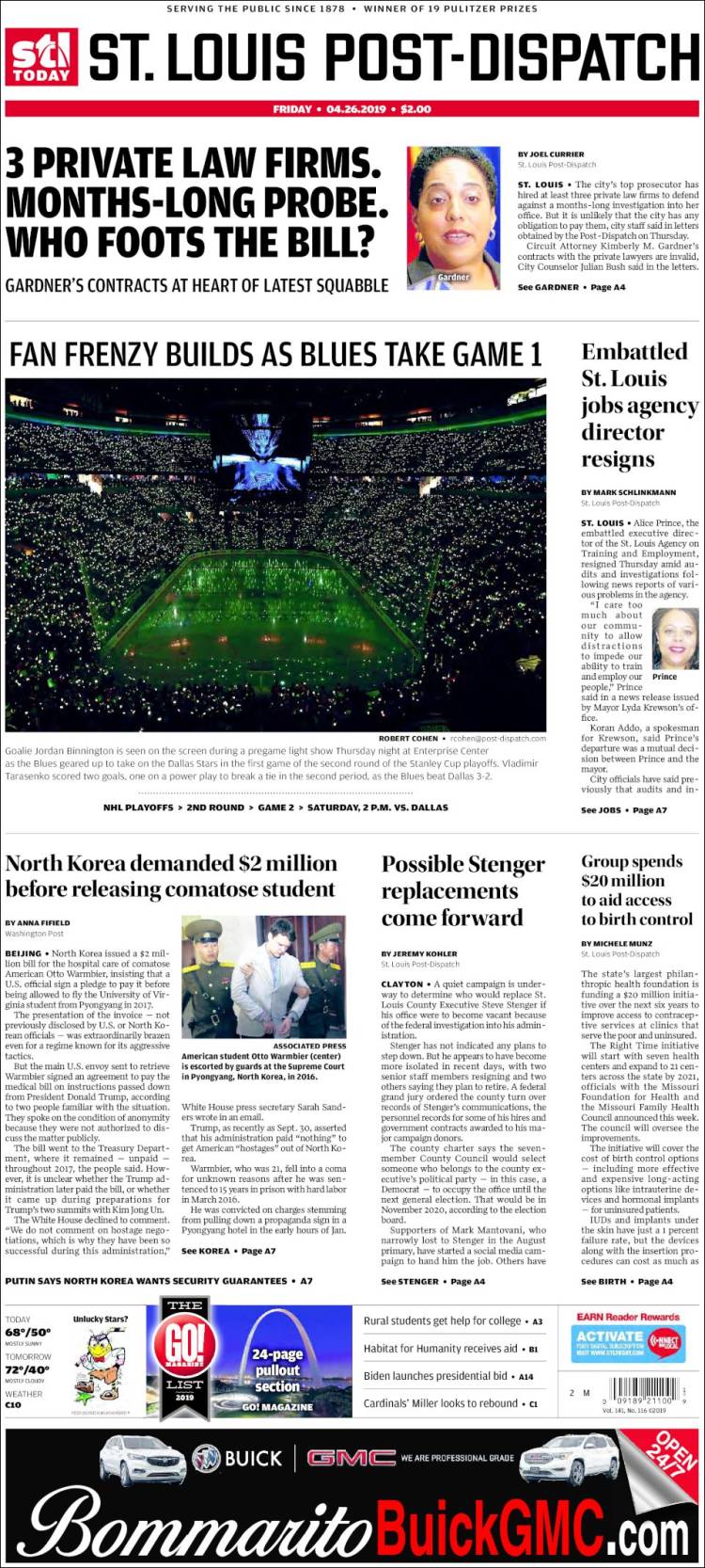 Portada de St. Louis Post-Dispatch (USA)