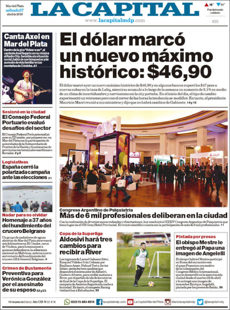 Portada de Diario La Capital - Mar del Plata (Argentina)