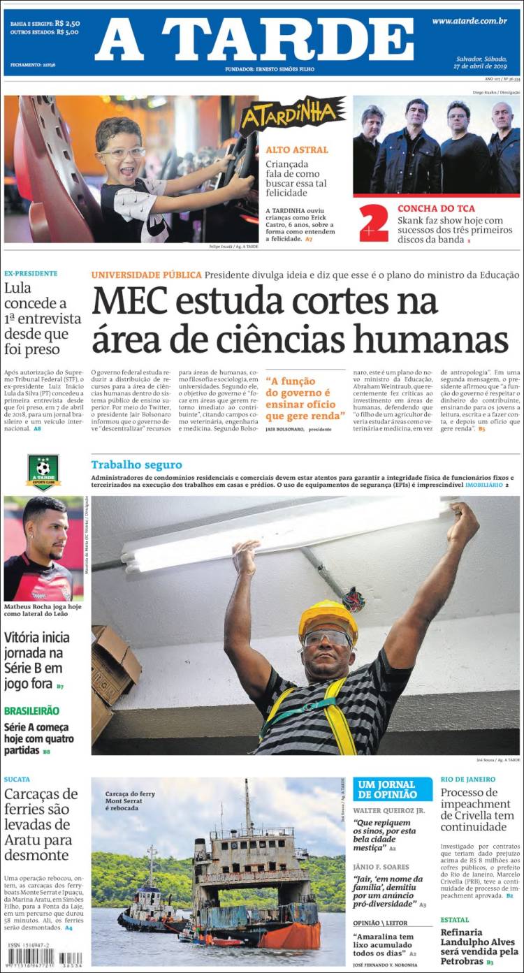 Portada de Diário A Tarde (Brasil)
