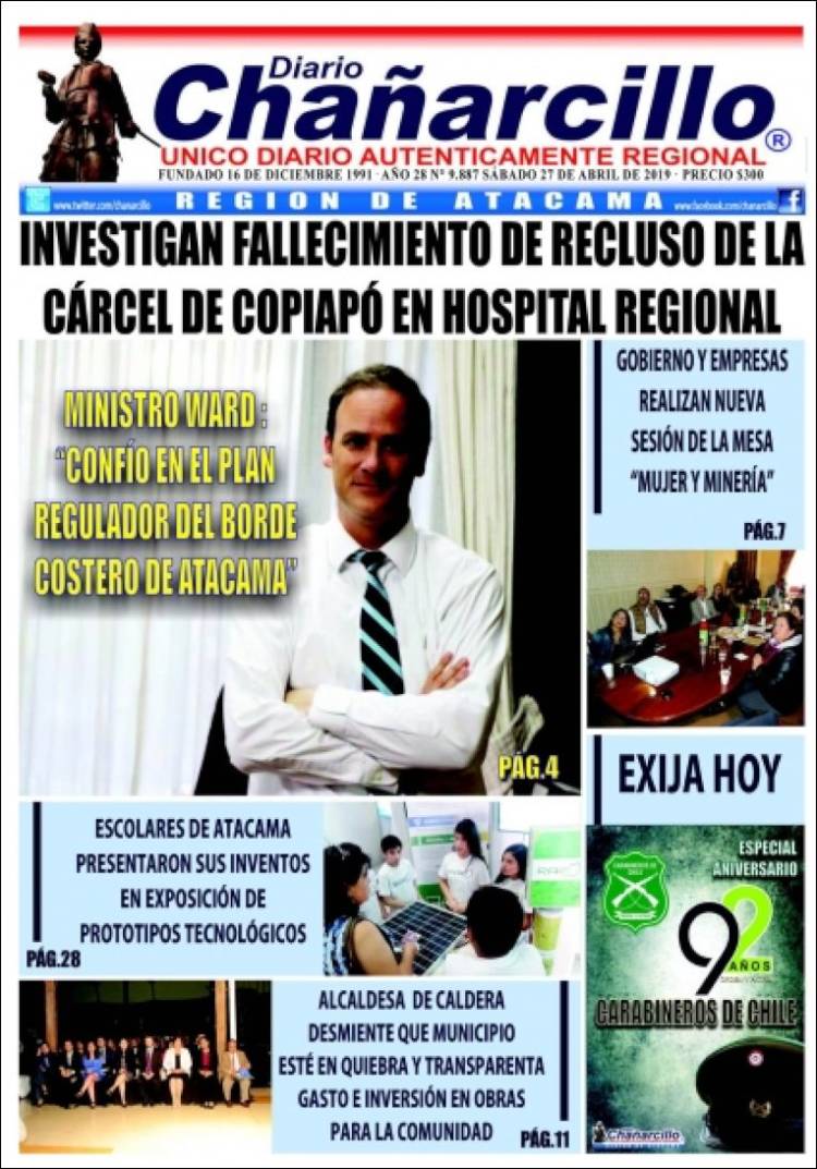 Portada de Diario Chañarcillo (Chile)