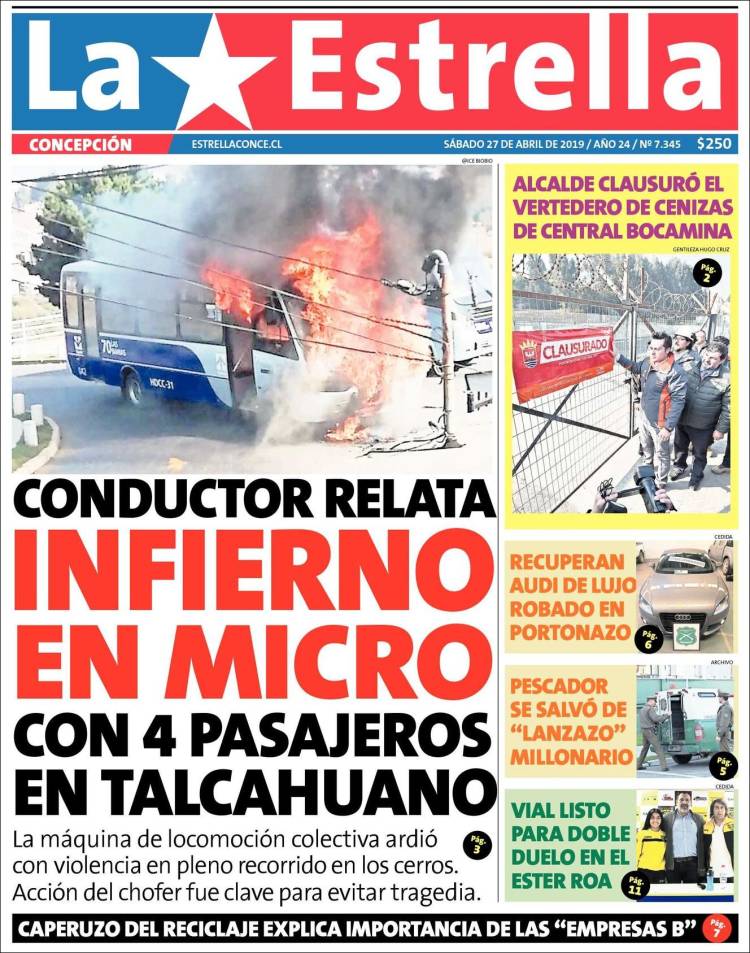 Portada de La Estrella de Concepción (Chile)