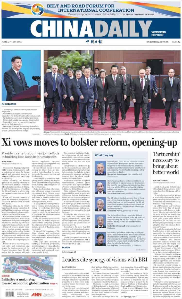 Portada de China Daily (China)