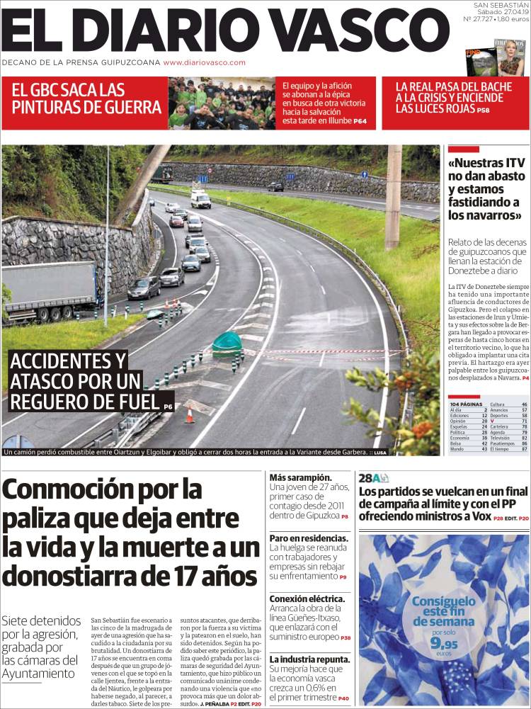 Portada de Diario Vasco (España)