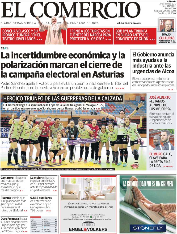 Portada de El Comercio (Spain)