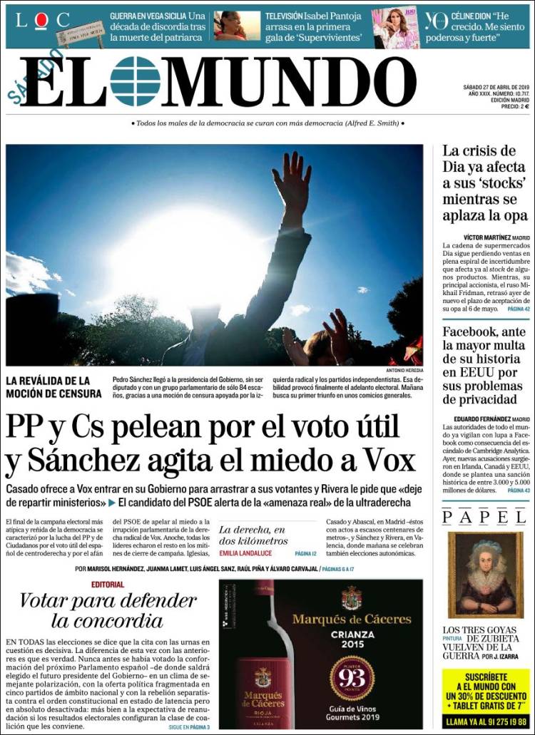 Portada de El Mundo (España)