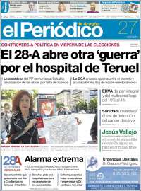 Portada de El Periódico de Aragón (Spain)