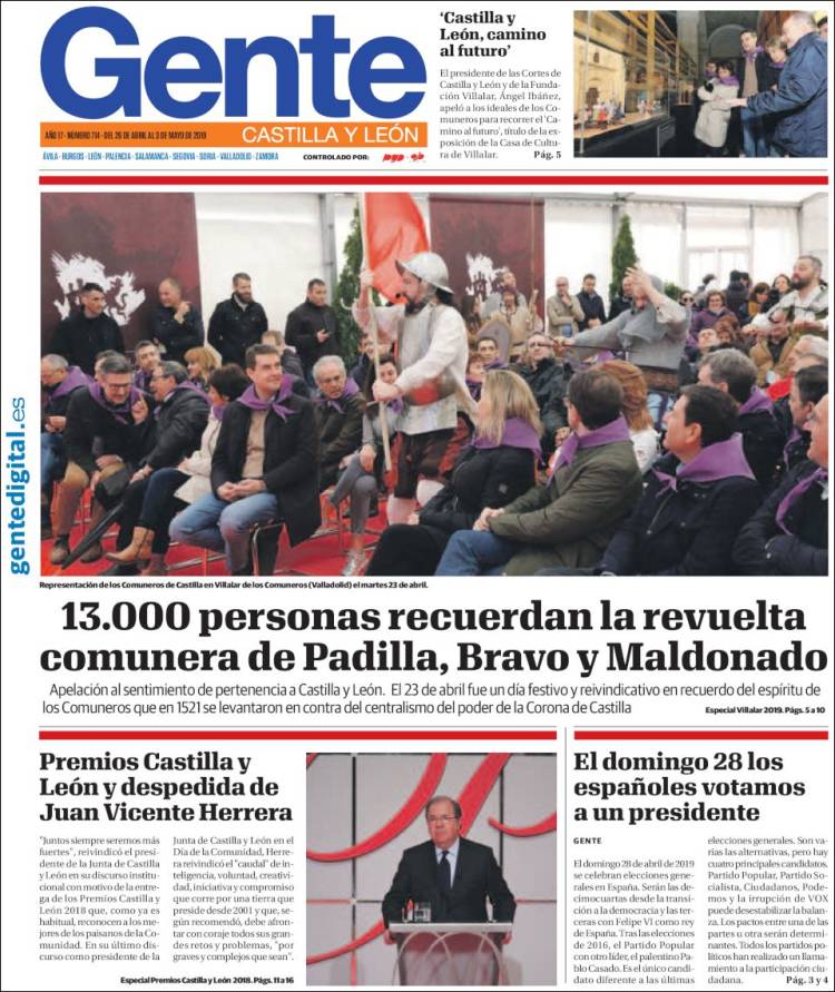 Portada de Gente en Valladolid (España)