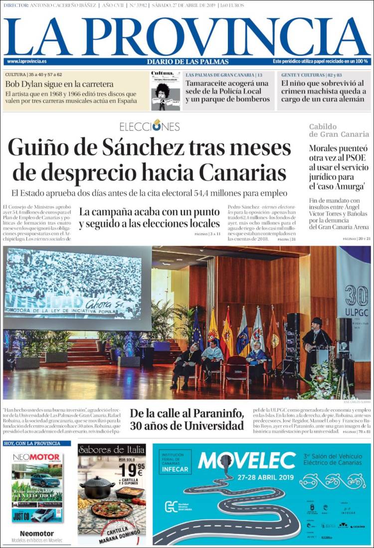 Portada de La Provincia (España)