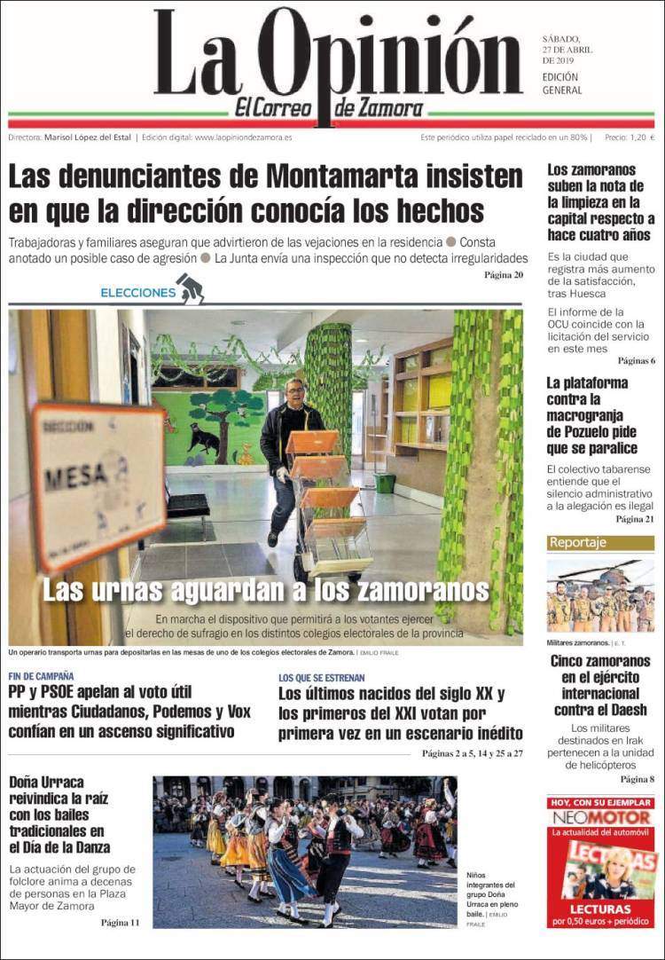 Portada de La Opinión - El Correo de Zamora (España)