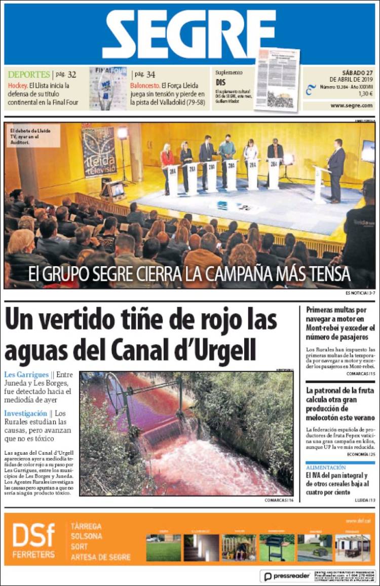 Portada de Segre  (España)