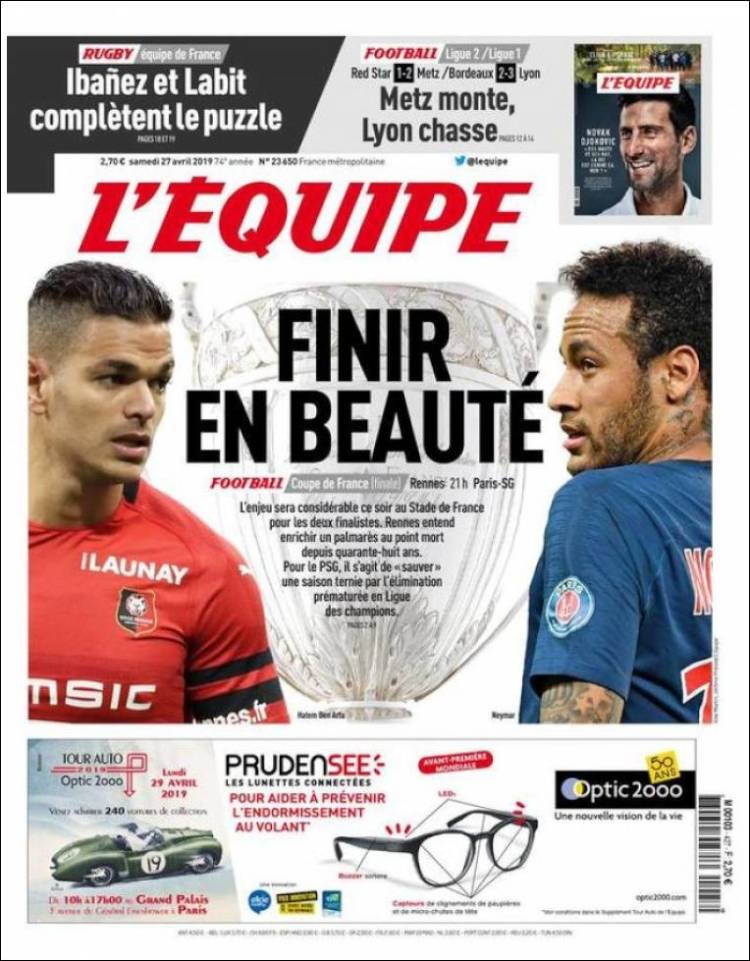 Portada de L'Equipe (Francia)