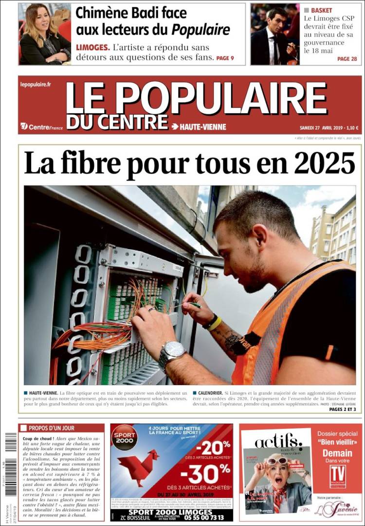 Portada de Le Populaire du Centre (Francia)