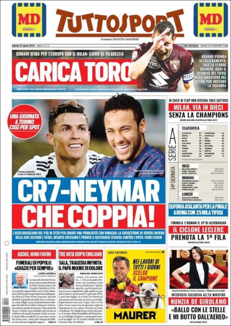Portada de Tuttosport (Italia)