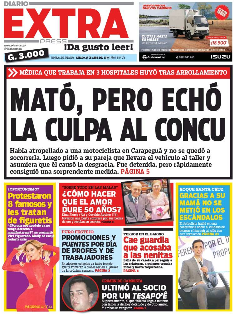 Portada de Diario Extra (Paraguay)