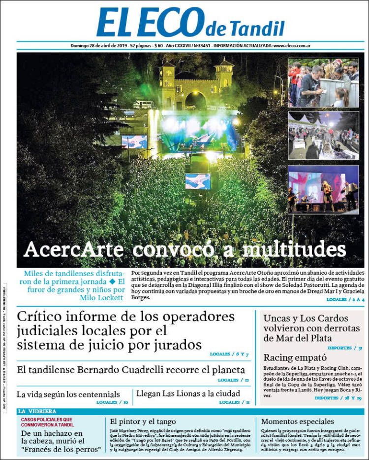 Portada de El Eco de Tandil (Argentina)