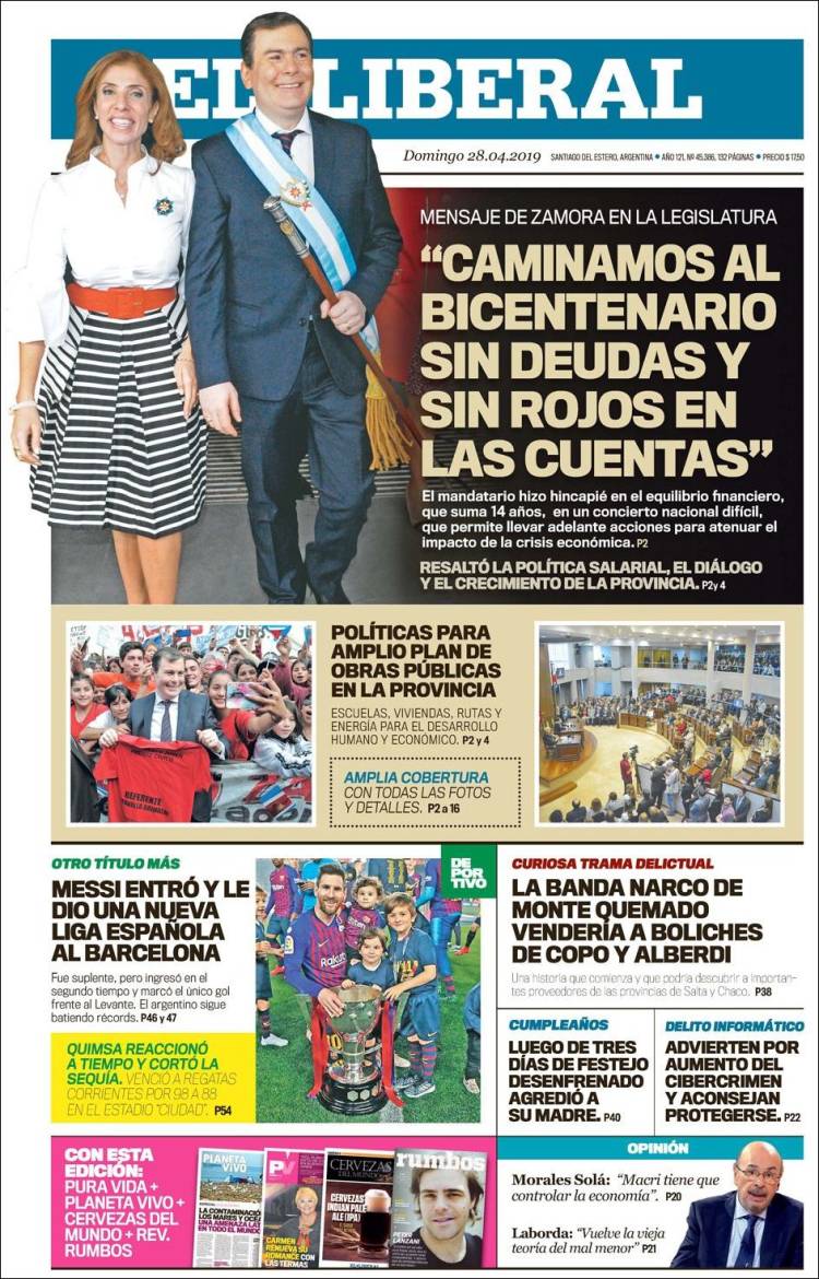 Portada de Diario El Liberal (Argentina)