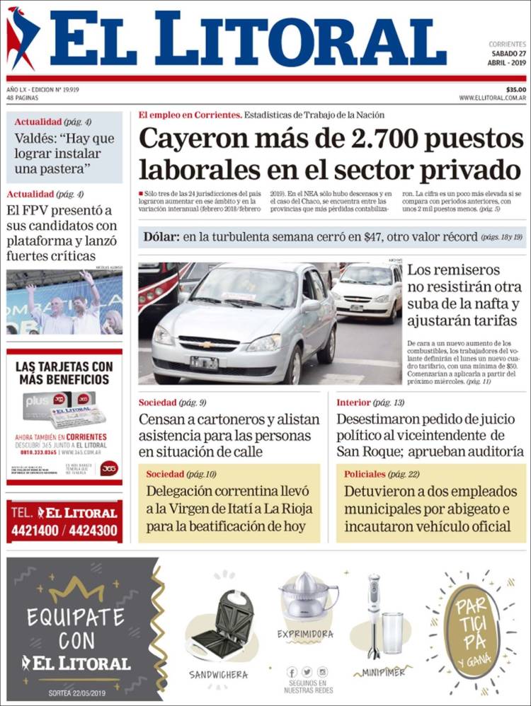 Portada de El Litoral Corrientes (Argentina)