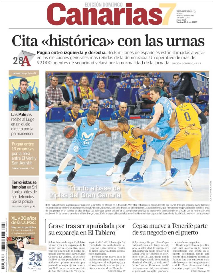 Portada de Canarias 7 (España)