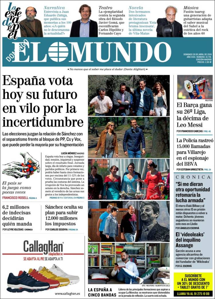 Portada de El Mundo (España)