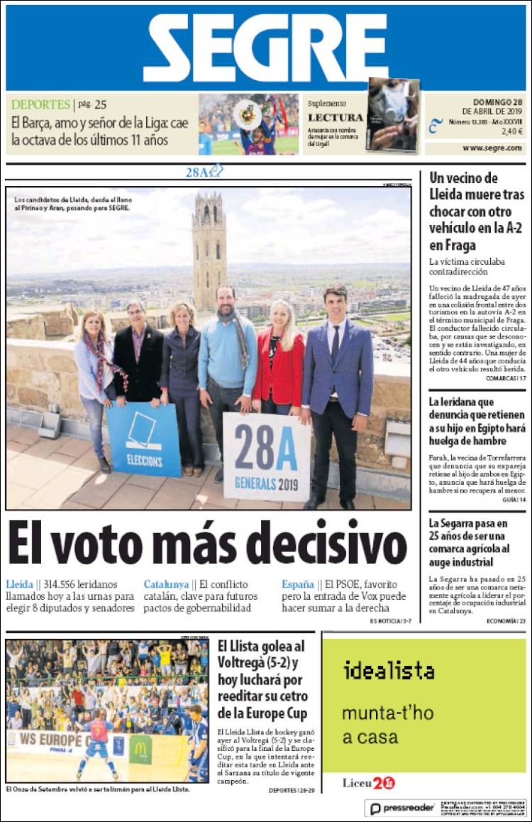 Portada de Segre  (España)