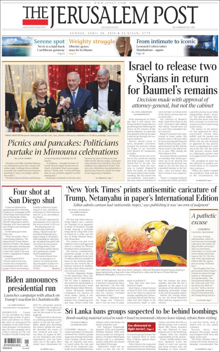 Portada de The Jerusalem Post (Israel)