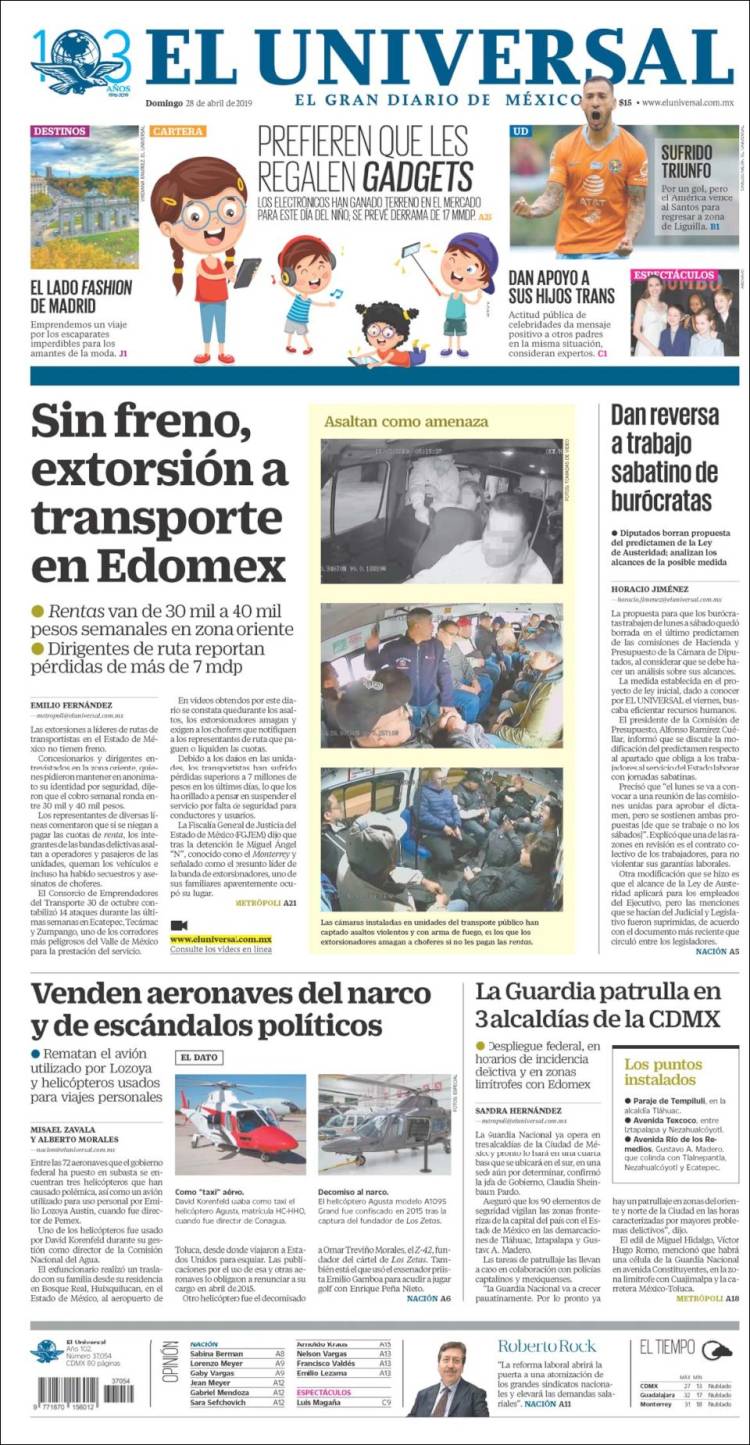 Portada de El Universal (M&eacute;xico)