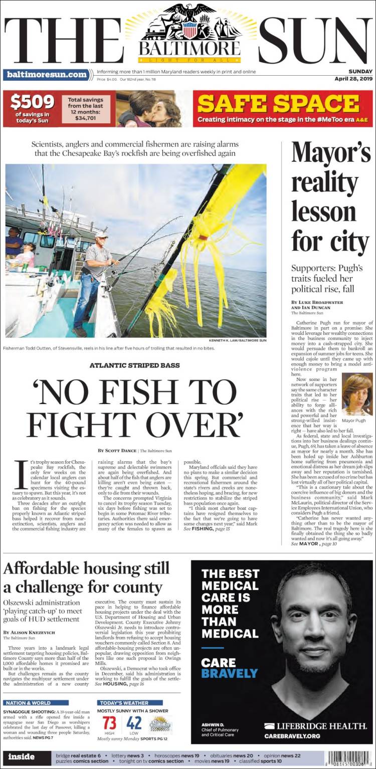 Portada de The Baltimore Sun (USA)