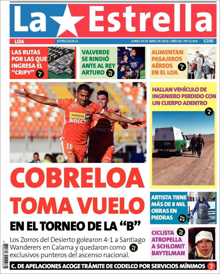 Portada de La Estrella de Loa (Chile)