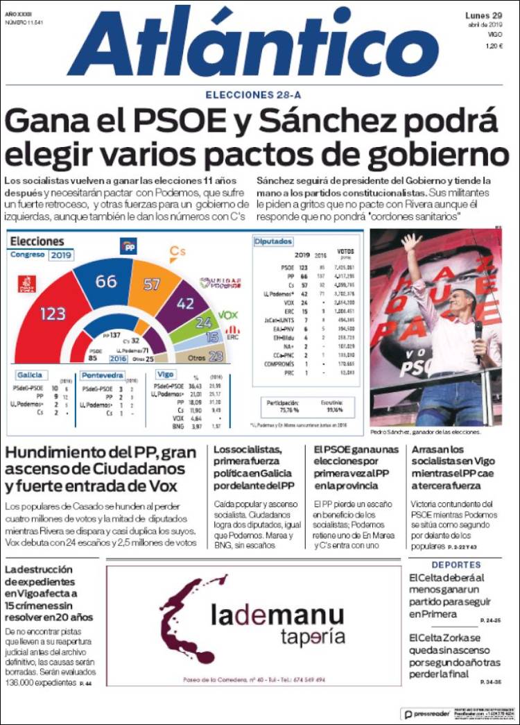 Portada de Atlántico Diario (España)